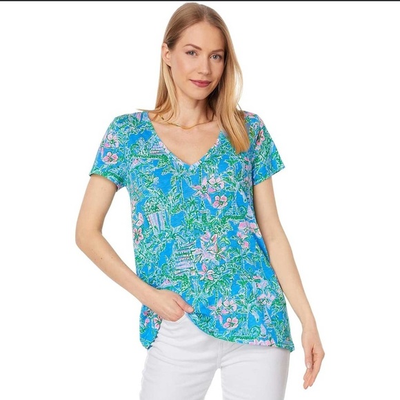 NWOT Lilly Pulitzer V-Neck Etta Top Medium - Picture 1 of 5